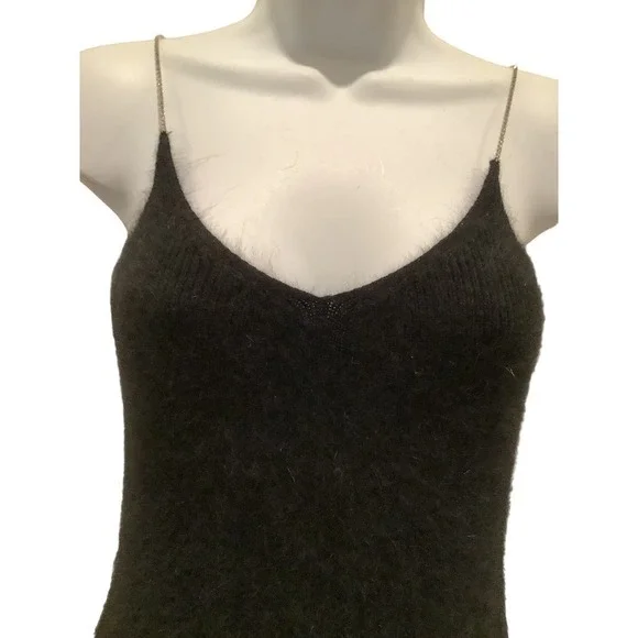 RALPH LAUREN RARE VINTAGE BLUE LABEL BLACK ANGORA DRESS /RHINESTONE STRAPS XS - Picture 3 of 10